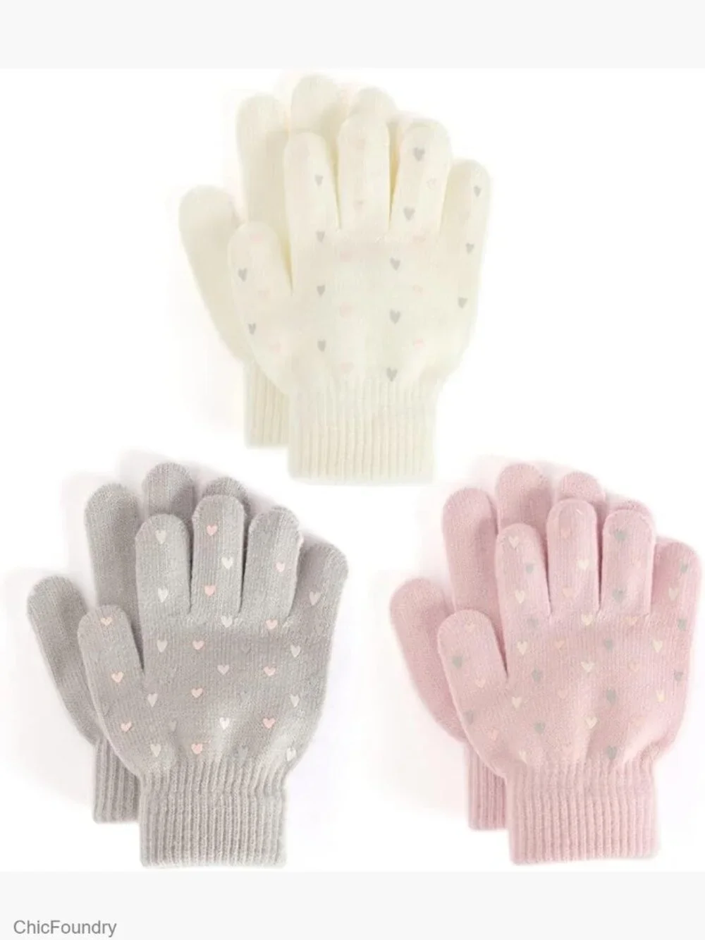 3 Pack Kids Winter Gloves - Soft Warm Stretchy Knit Gloves for Boys & Girls